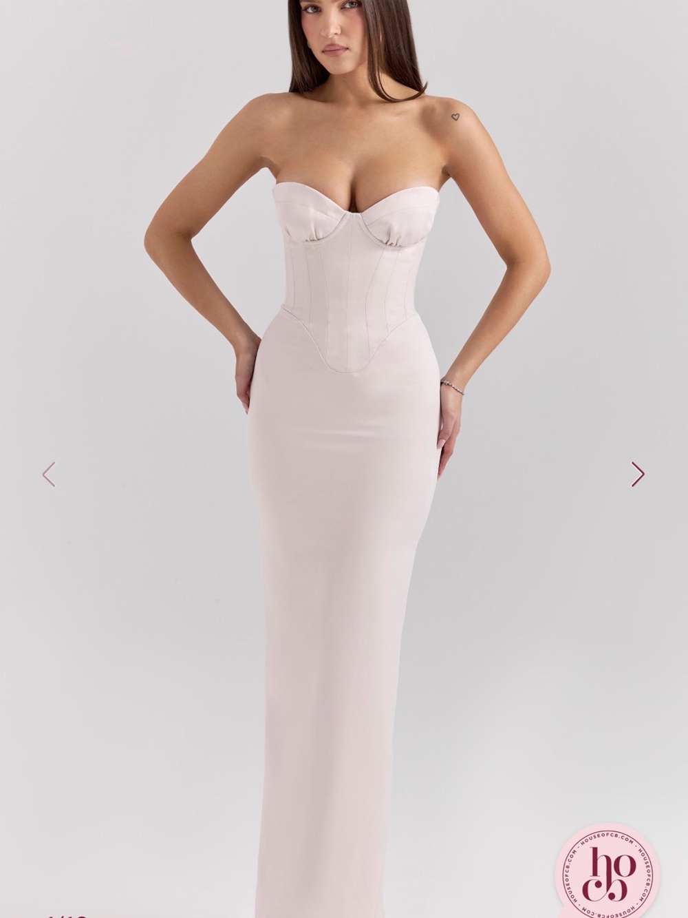 House of cb Valeria blush satin midi dress